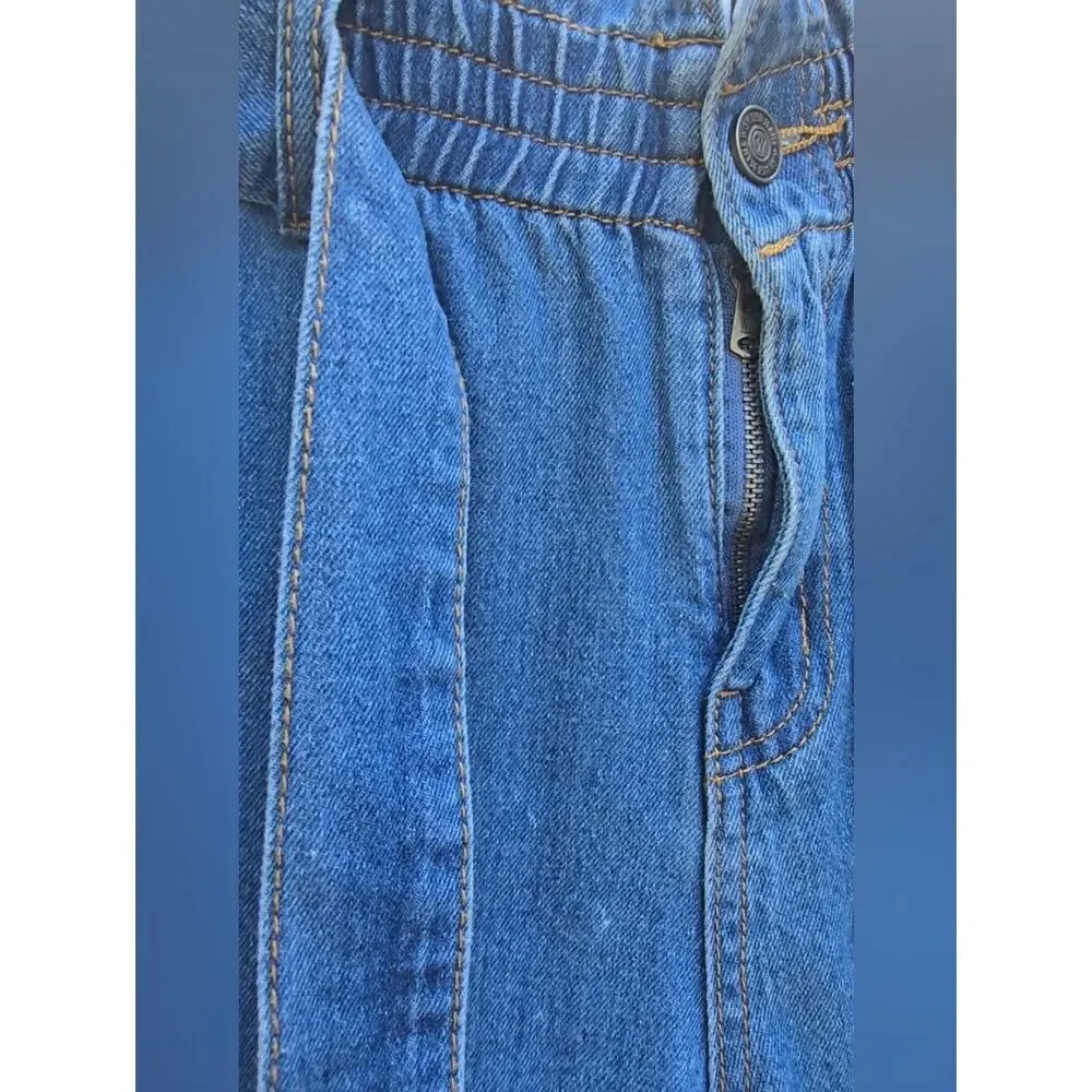 Wishlist High-Waisted Paperbag Denim Shorts with Tie Belt - Size S